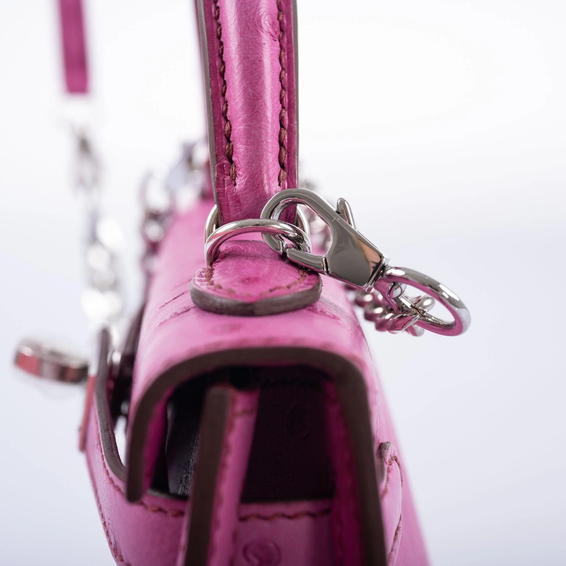 Hermès Mini Kelly II 20 Sellier Fuchsia Ostrich Palladium Hardware