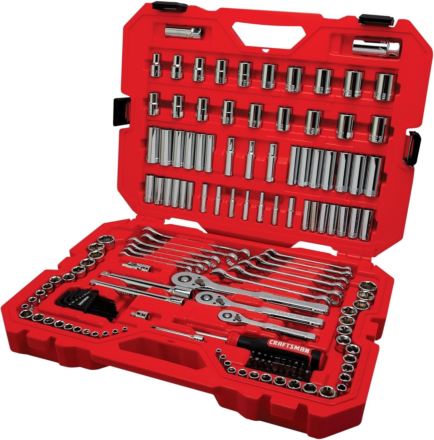 159 Piece Socket Wrench Set Mechanics Tools 1/4-in., 3/8-in., and 1/2-in(, 6 Point and 12 Point