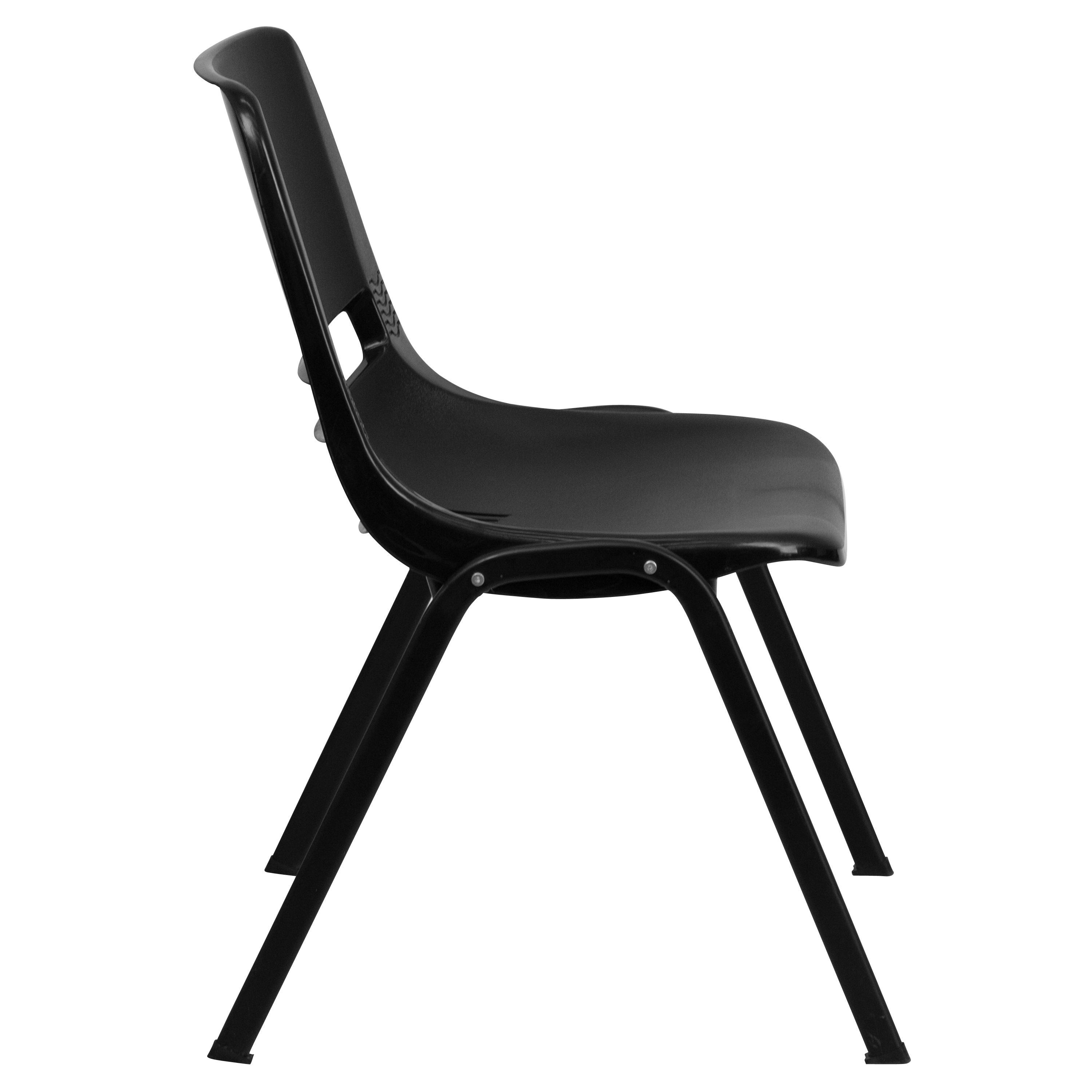 Lancaster Home Plastic Black Stacking Chair Black