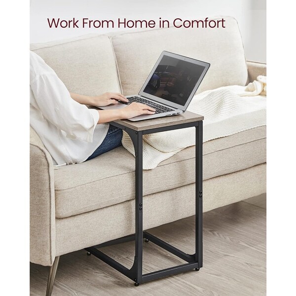 CShaped End Table Set of 2,with Metal Frame,Greige and Black