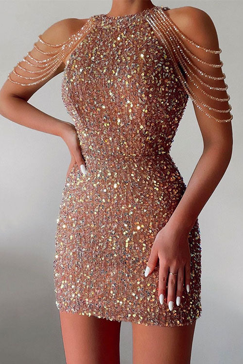Sequin Halter Neck Bodycon Party DressClistos