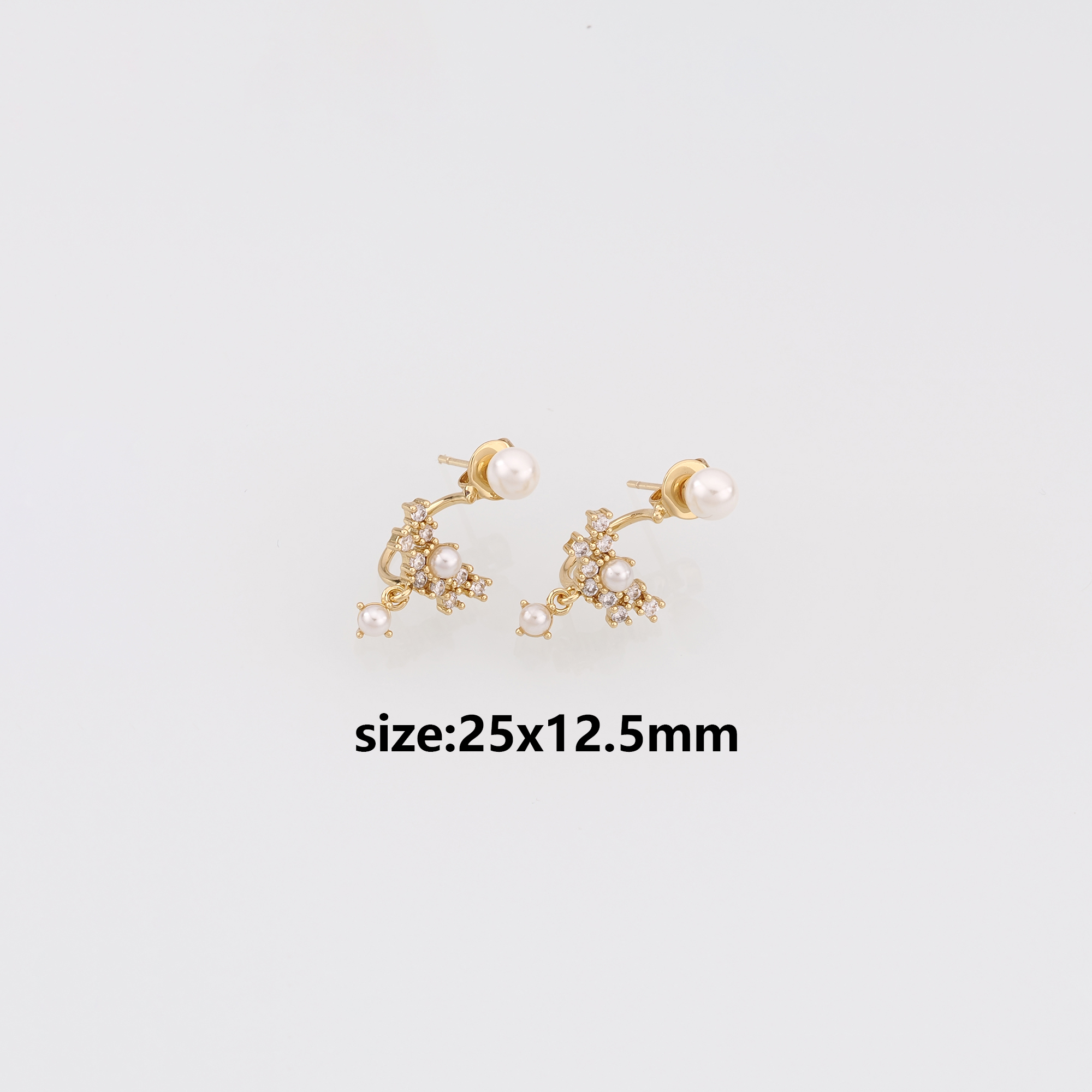18K Gold Filled Pearl Stud Earrings,Zircon Stud Earrings,Minimalist Earring,Gift for Wife