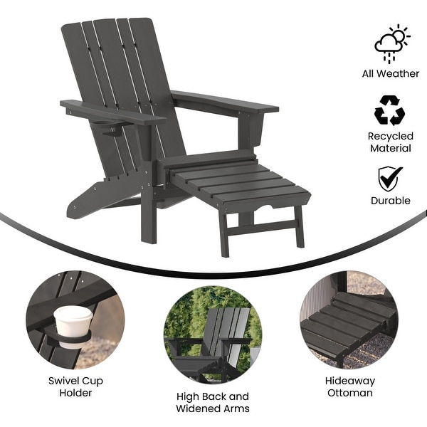 AllWeather Adirondack Chair with Pullout Ottoman and Cupholder