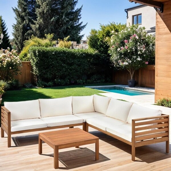 GO Wood Structure Outdoor Sofa Set Complete Patio Set,Highquality Cushions