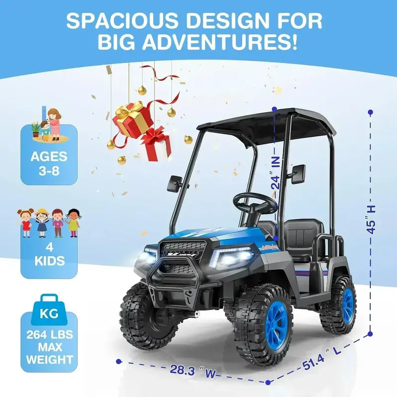 R9 Kids’ 24V Golf Cart – Remote-Controlled with Detachable Awning & Safety Features