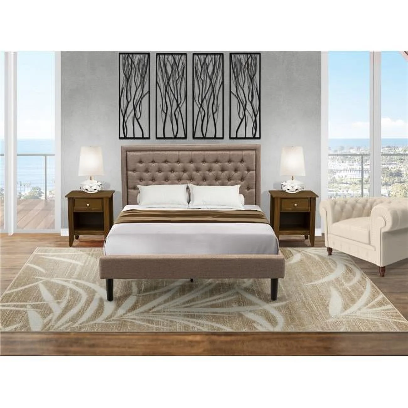 East West Furniture  3 Piece Kendall Queen Size Bedroom Set - Black