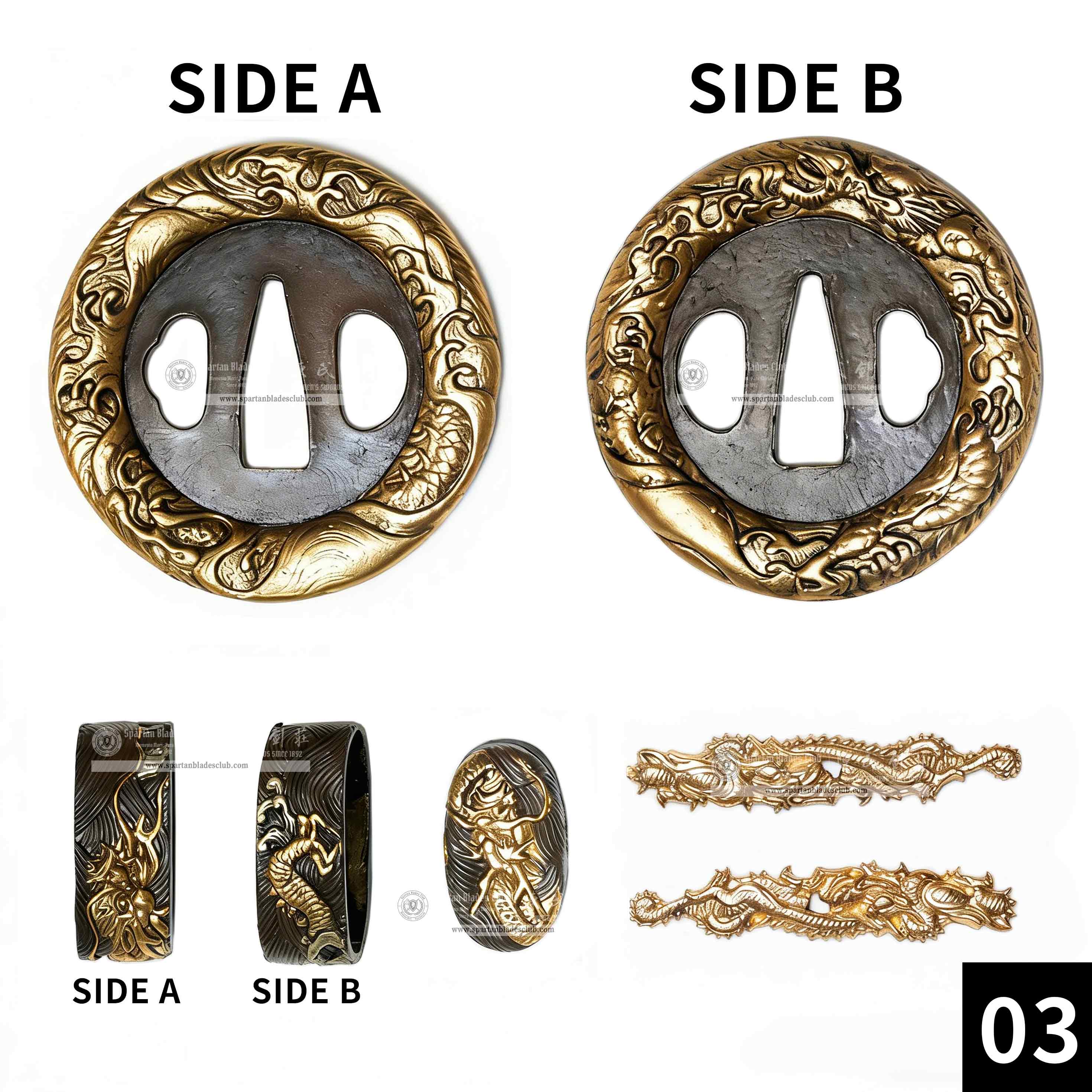 Custom Your Katana | Loong（Chinese Dragon） | Complete Set Fittings (Brass Gilded) | Spartan Blades Club | CHEN'S SWORDS 1892 - Spartan Blades Club - 陳氏劍莊1892