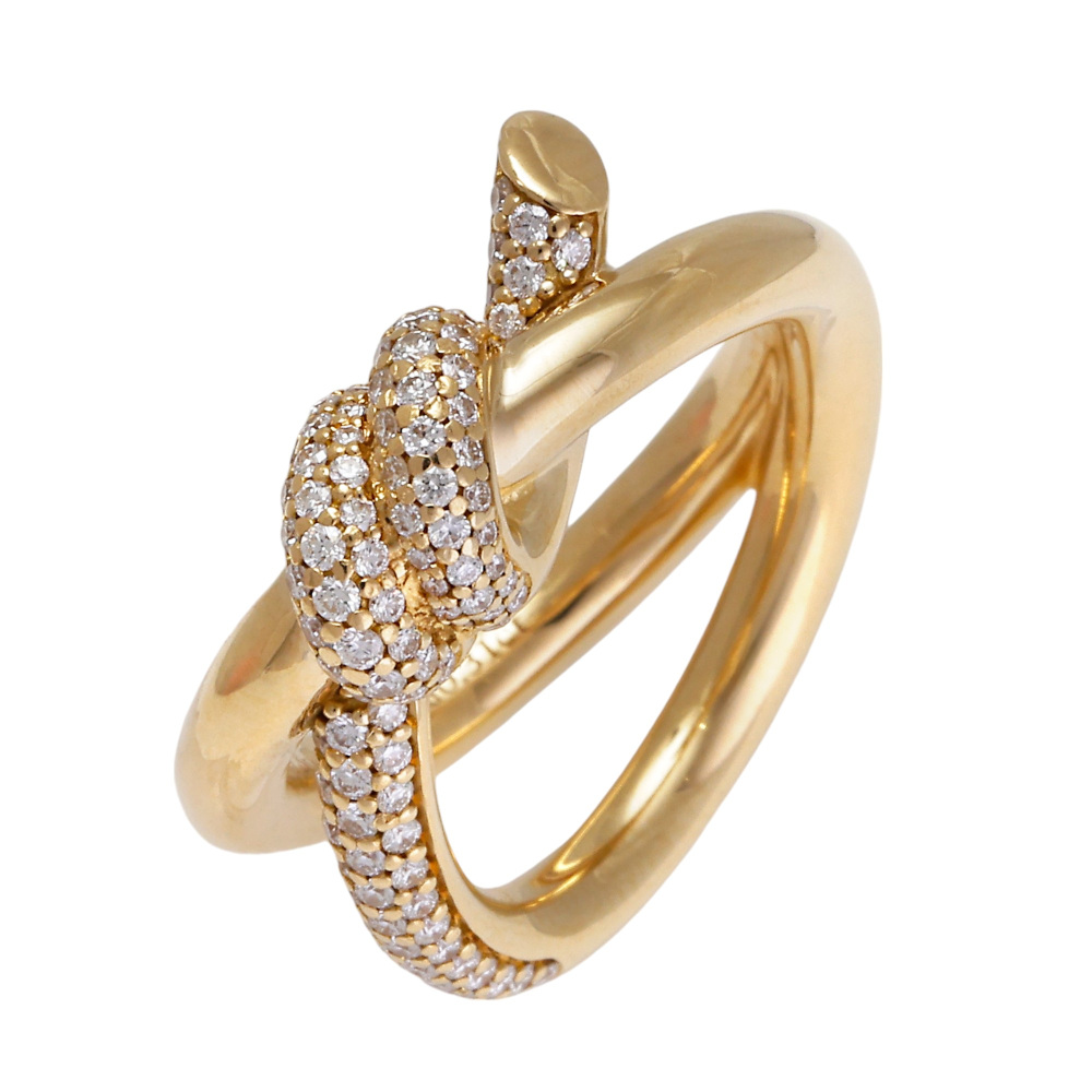 Tiffany & Co. Knot Double Row Ring 18K Yellow Gold Diamond 68887968