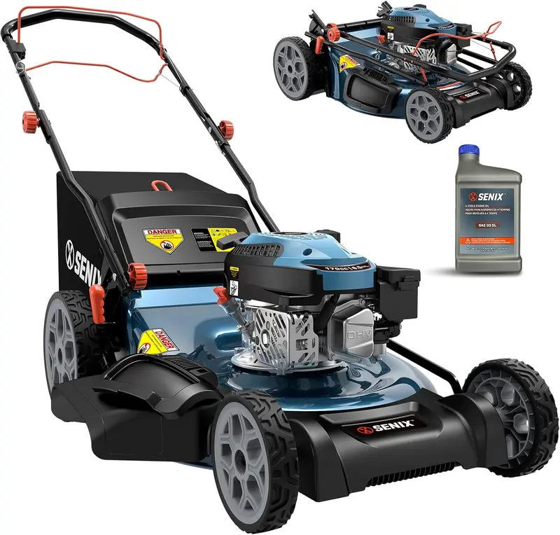 SENIX 20-Inch Gas-Powered Lawn Mower – 144cc 4-Cycle Walk-Behind Engine