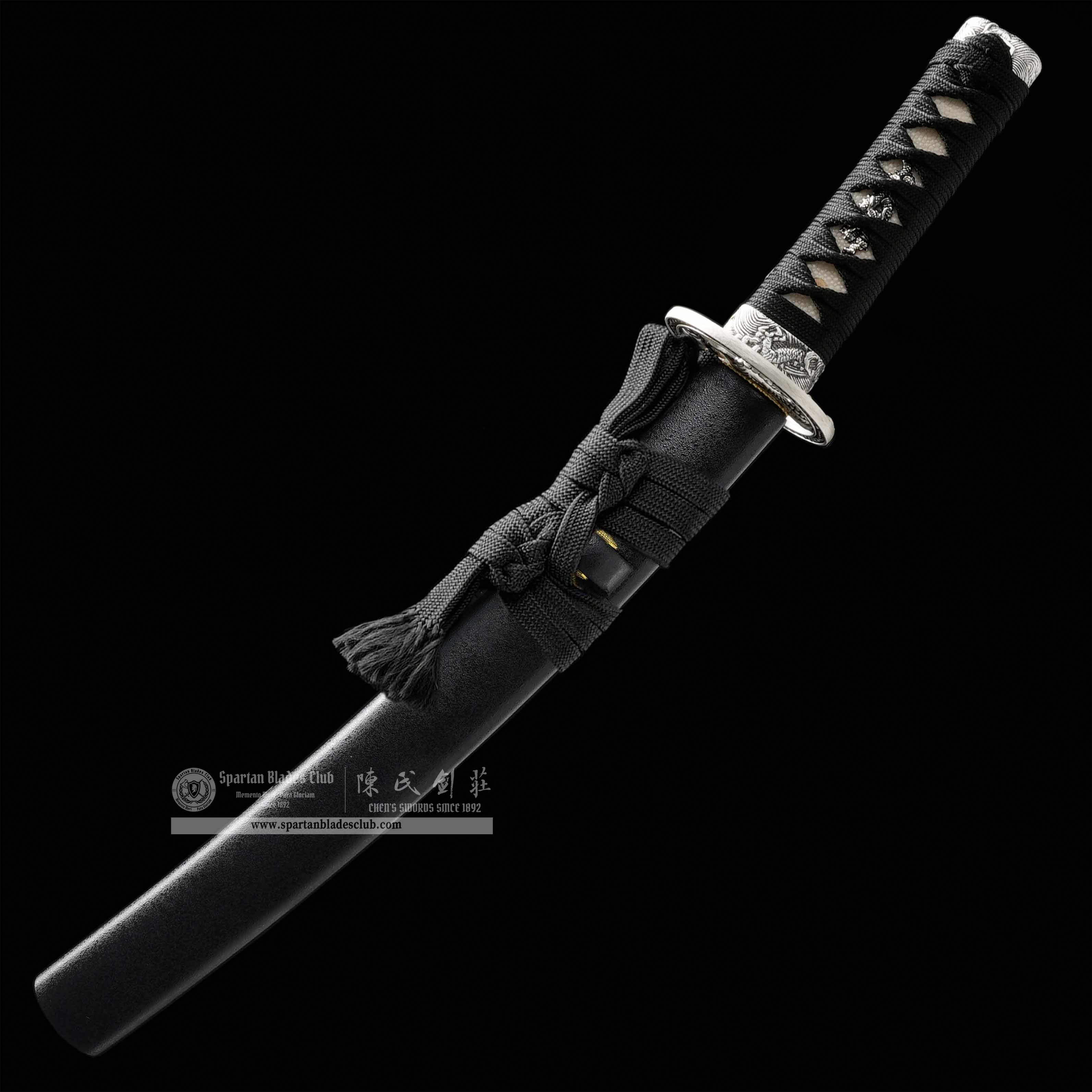 HY161 | Byakko | Tanto | Carbon Steel | T10 Steel Clay-tempered | Real Hamon | Tiger | Black | Battle-Ready | Full-tang | Spartan Blades Club | CHEN'S SWORDS 1892 - Spartan Blades Club - 陳氏劍莊1892