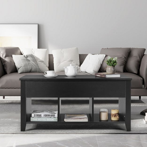 Costway Lift Top Coffee Table W Storage Compartment Shelf Living Room Furniture Black