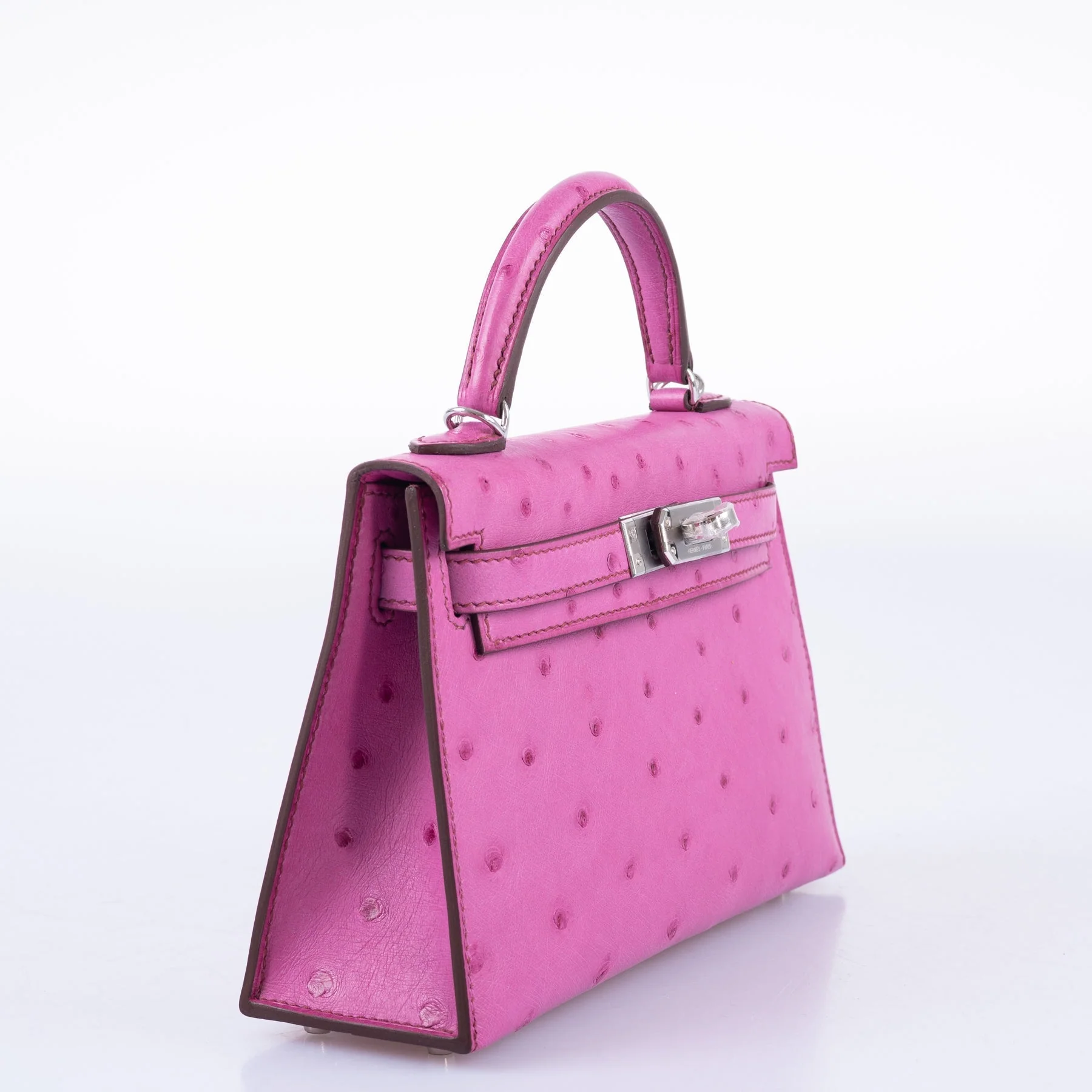 Hermès Mini Kelly II 20 Sellier Fuchsia Ostrich Palladium Hardware