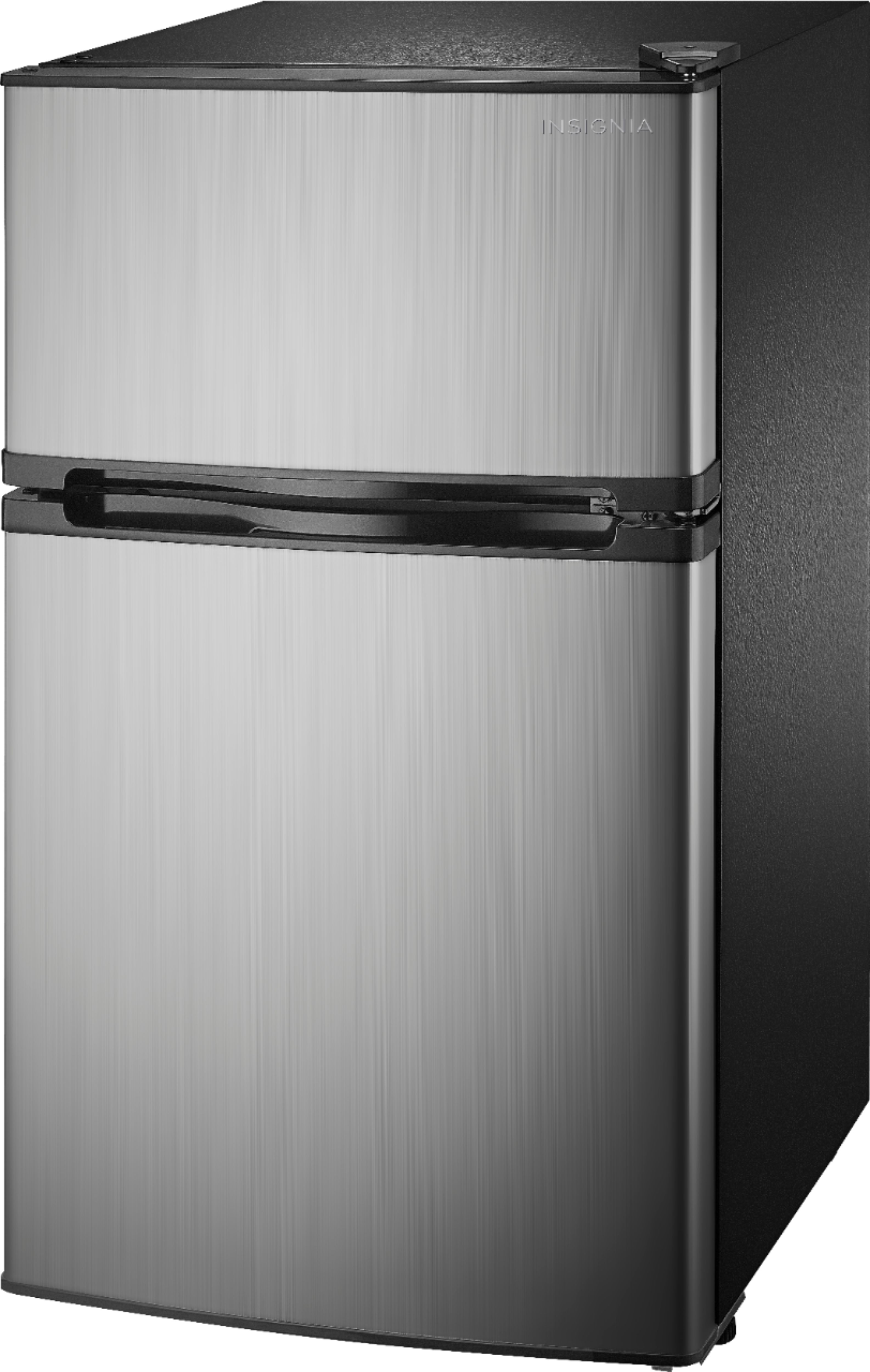 Insignia™ - 3.0 Cu. Ft. Mini Fridge with Top Freezer and ENERGY STAR Certification - Stainless Steel