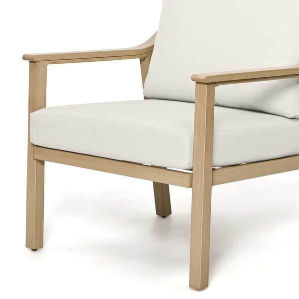 3Piece Aluminum Patio Conversation Set with End Table and Cushions