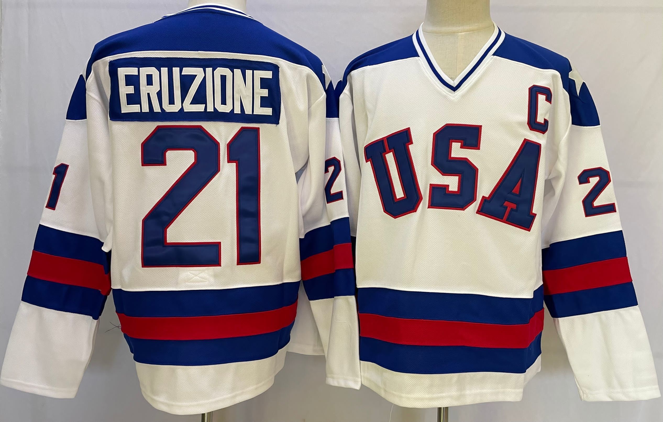 Men's USA Hockey Mike Eruzione #21 White Player Jersey