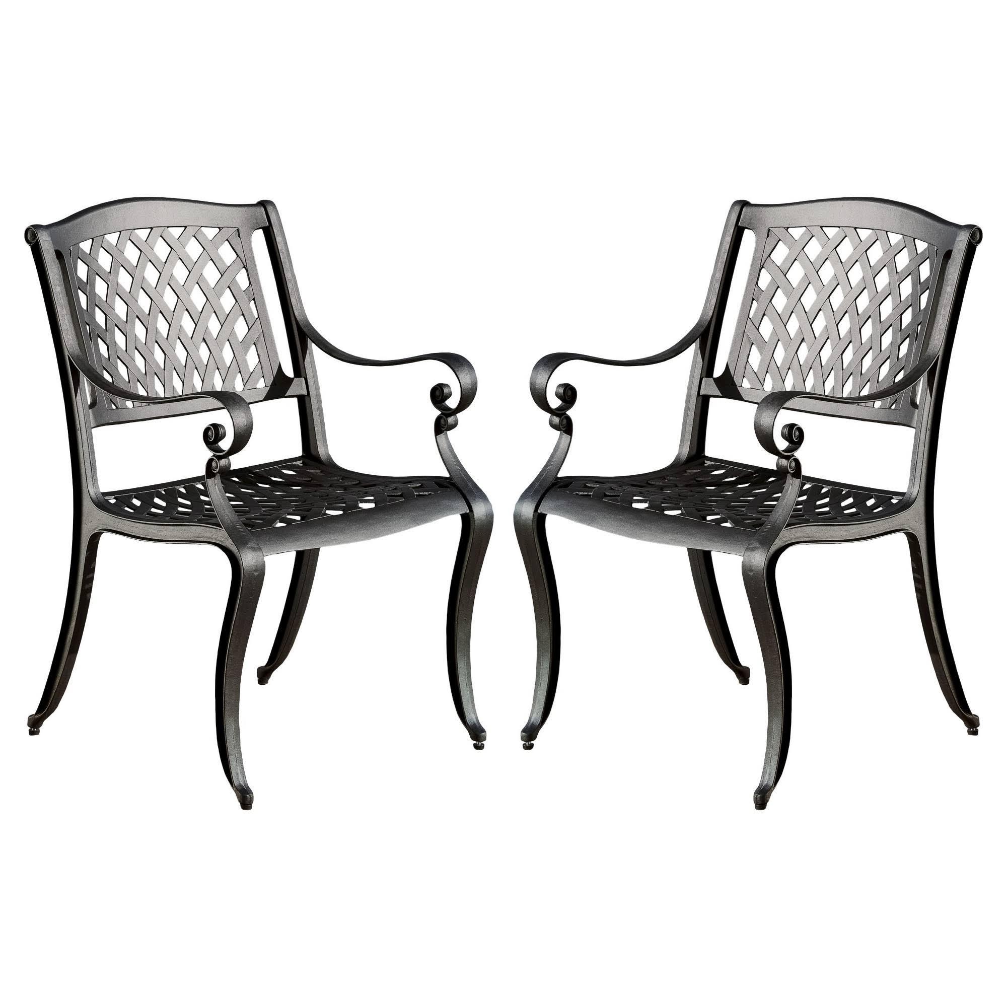 Hallandale Set of 2 Cast Aluminum Patio Chairs – Black Sand