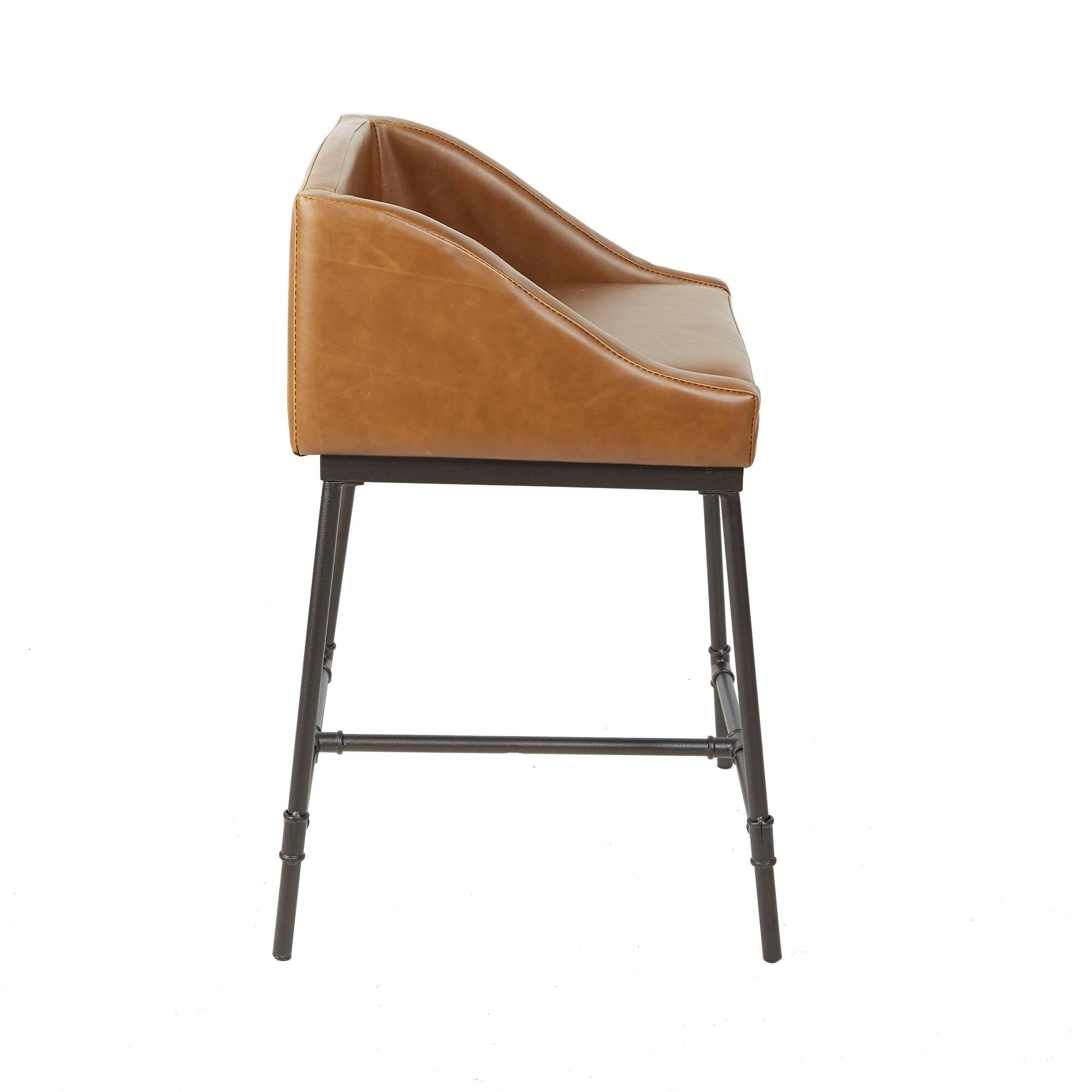 24x22 RENZO Industrial Pipe Square Stool with Back Light Brown