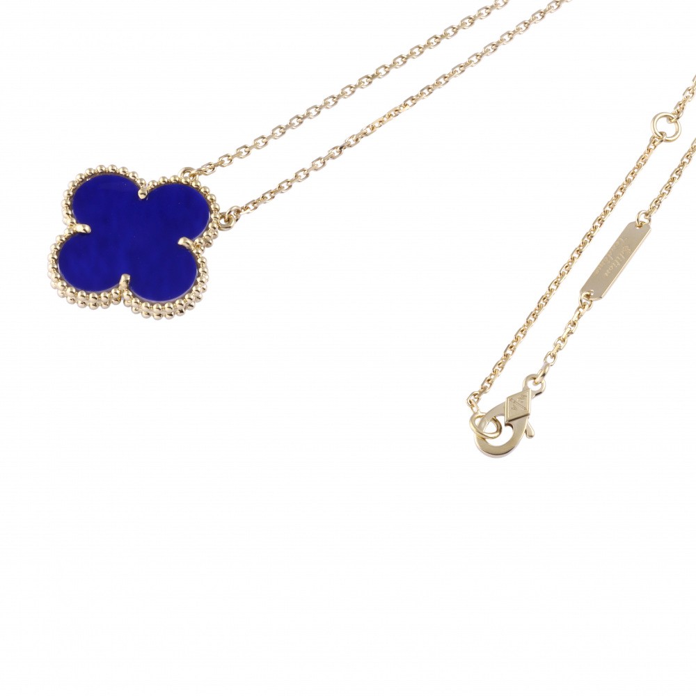 Van Cleef & Arpels Magic Alhambra Limited To Paris Blue Sèvres Necklace 18K Yellow Gold Sèvres Grilled