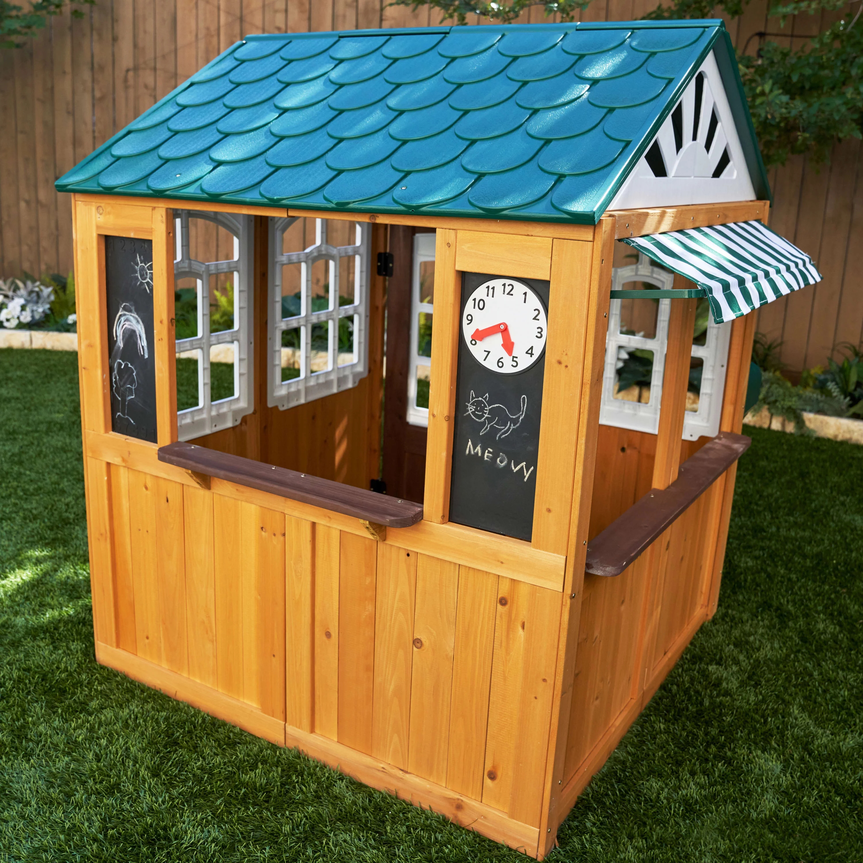 KidKraft Garden View Outdoor Wooden Playhouse with Ringing Doorbell