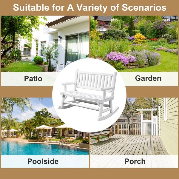Outsunny 2Person Wooden Rocking Chair Rocker Bench with Relaxing Swinging Motion