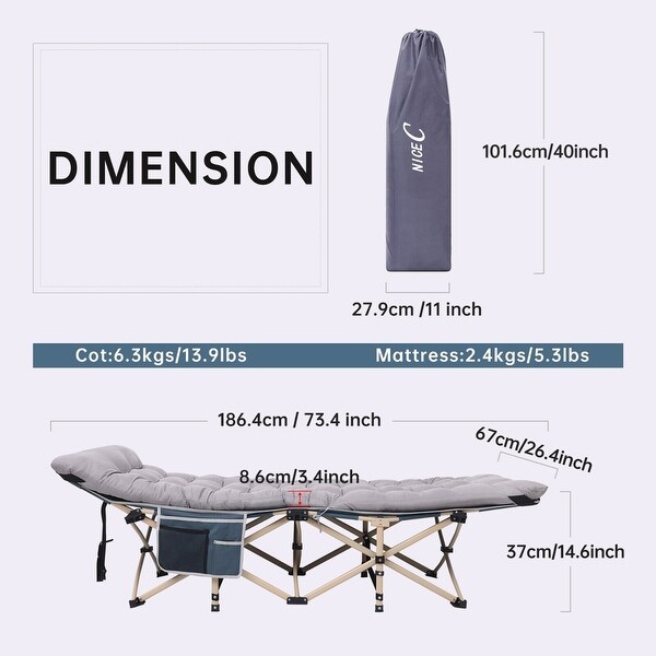 Cot,Camping Cot,Heated Camping cot with 10000mAh Power Bank Heavy Duty Holds 500 Lbs