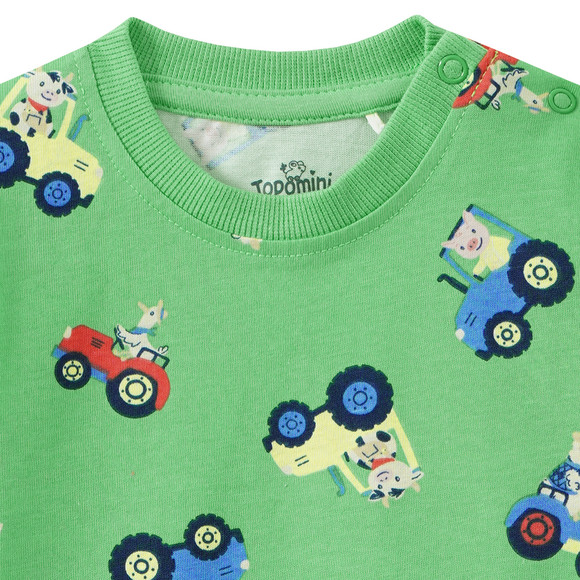 Topomini Baby T-Shirt mit Traktor-Allover