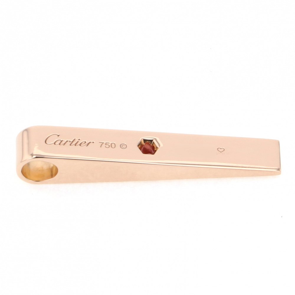 Cartier Love Plate K18PG Pink Gold Pendant Top Necklace Sapphire
