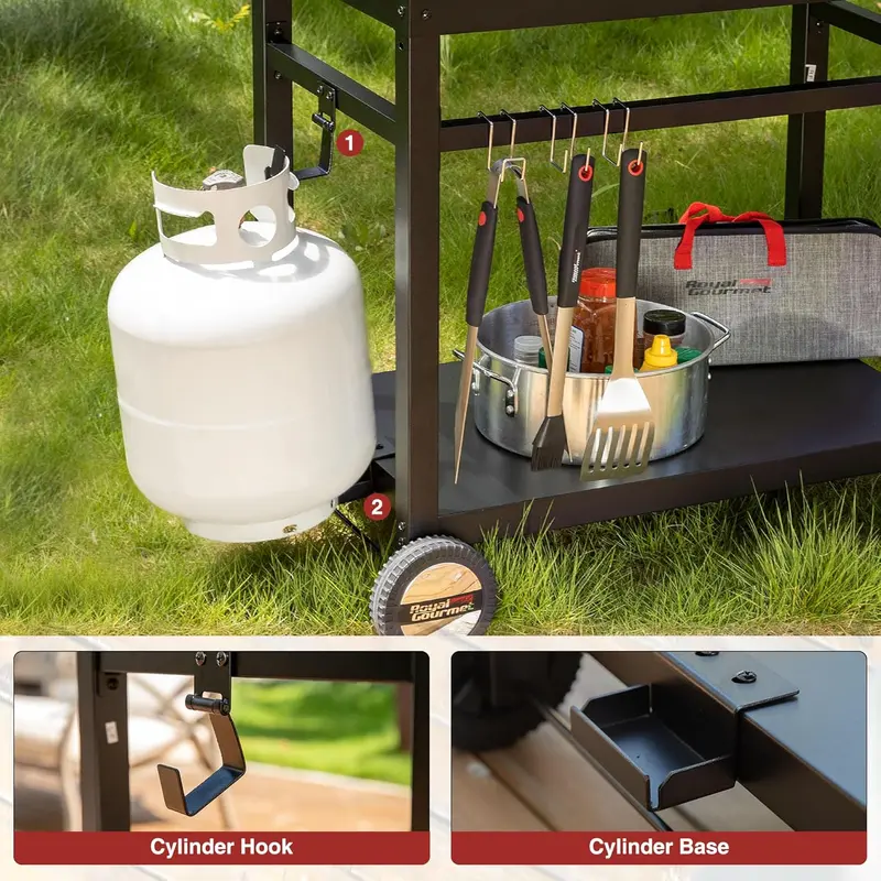 Royal Gourmet Stainless Steel Mobile Grill Cart – Dual-Shelf Flat-Top Dining Trolley