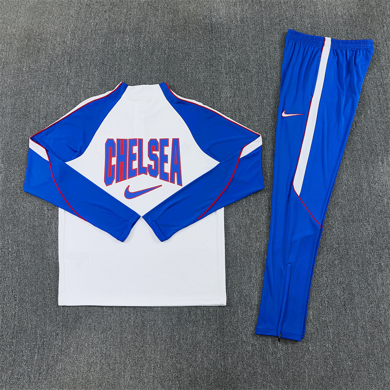 Chelsea 26/27 Half Zipper Training Suit - White 4