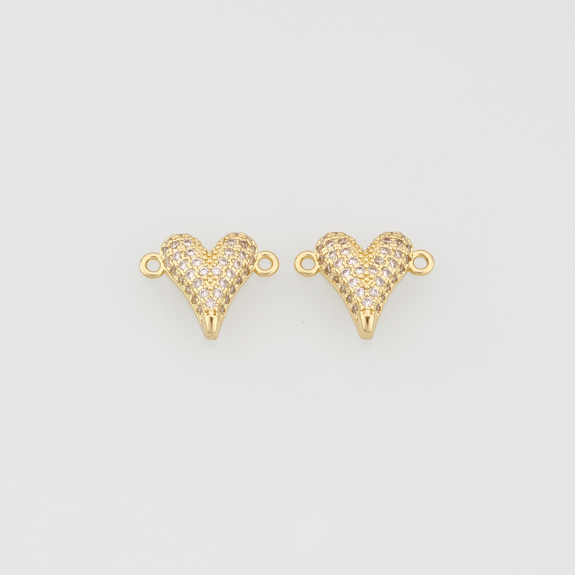 18K Gold Filled Heart Connector,CZ Micro Pave Heart Charm Necklace Bracelet for DIY Jewelry Making Supply