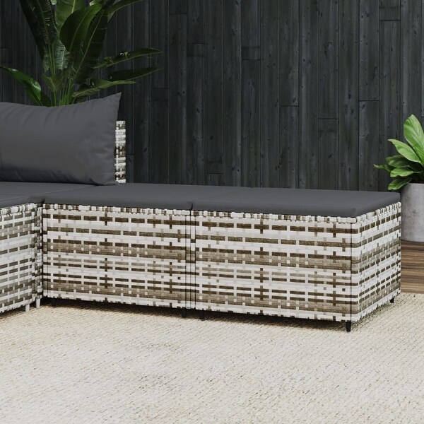 vidaXL Patio Furniture Outdoor Footstool Ottoman with Cushions Poly Rattan