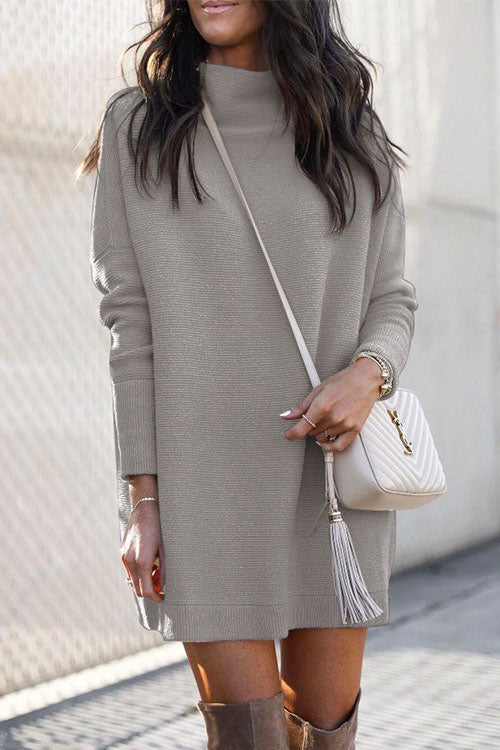 Oversized Turtleneck Knit DressClistos