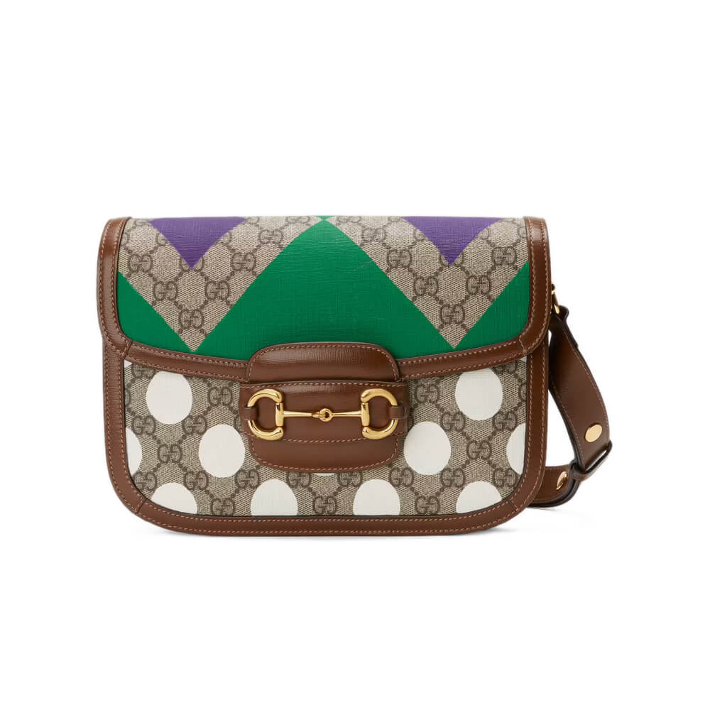 Gucci Horsebit 1955 Shoulder Bag With Geometric Print