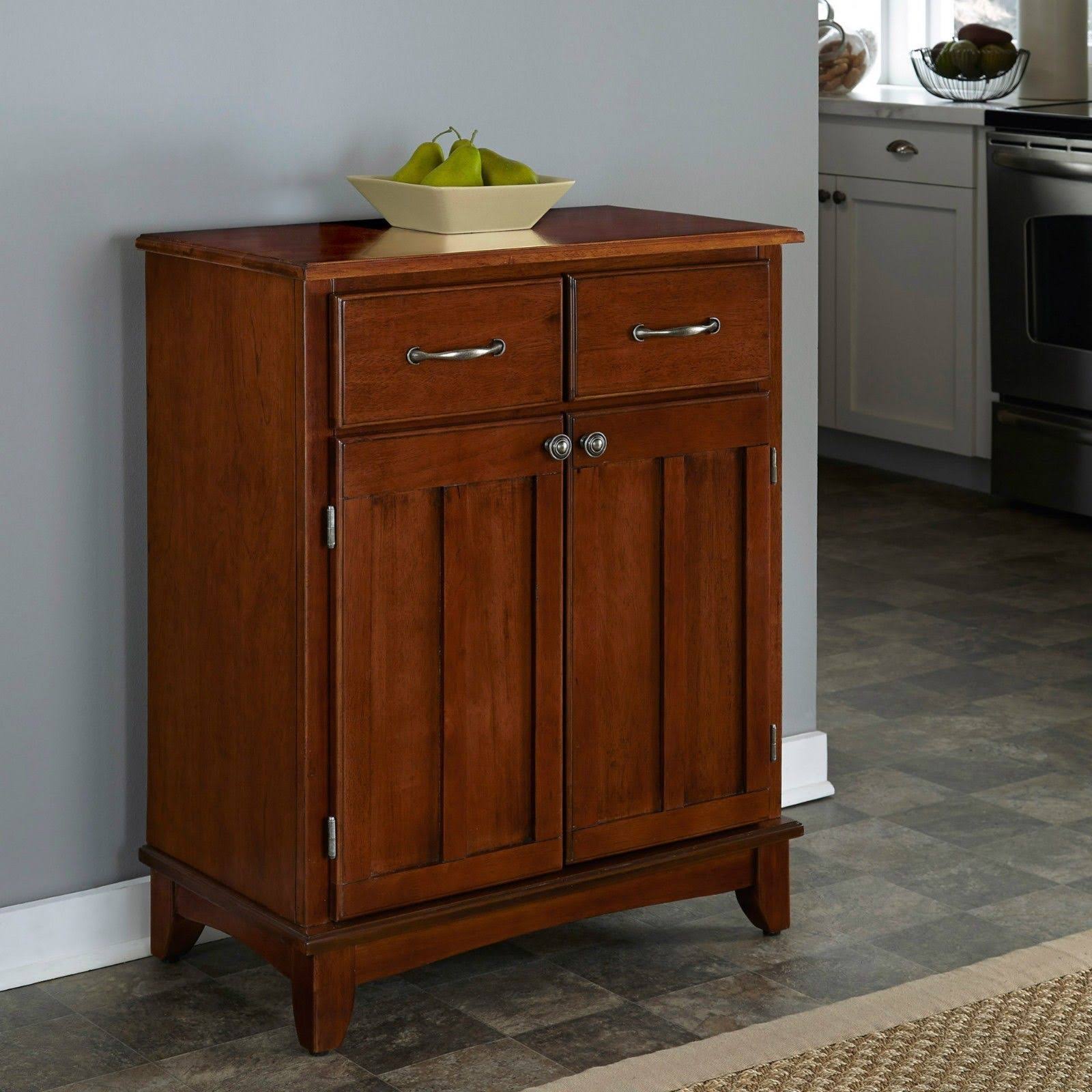 Home Styles Furniture 5100-0042 Black Buffet with Cherry Wood Top