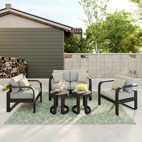 Corvus Annette 5piece Patio Conversation Set with Sunbrella Pillows