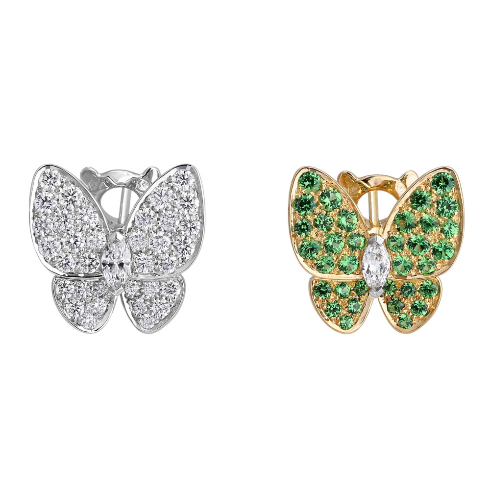 Van Cleef & Arpels Fauna de Papillon Earrings 18K White Gold & 18K Yellow Gold VCARO6W600
