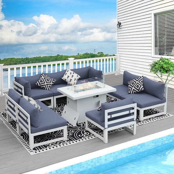 Nicesoul White Aluminum Modern Patio Furniture Sectional Sofa Set with Cushion