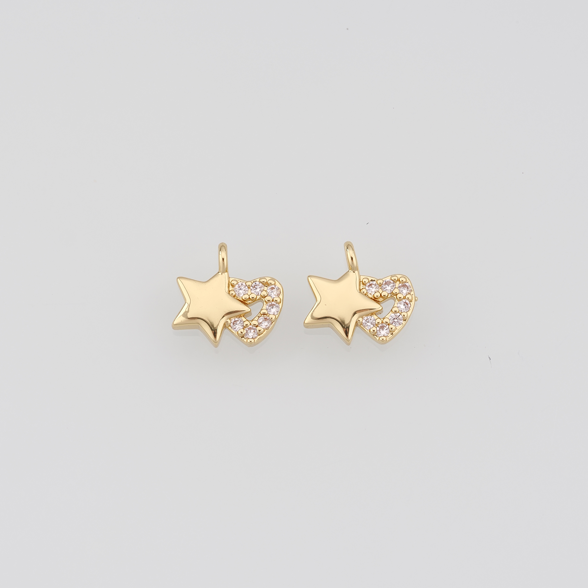 18K Gold Filled Star Pendant,CZ Micro Pave Celestial Charm Earrings Necklace for DIY Jewelry Making Supply