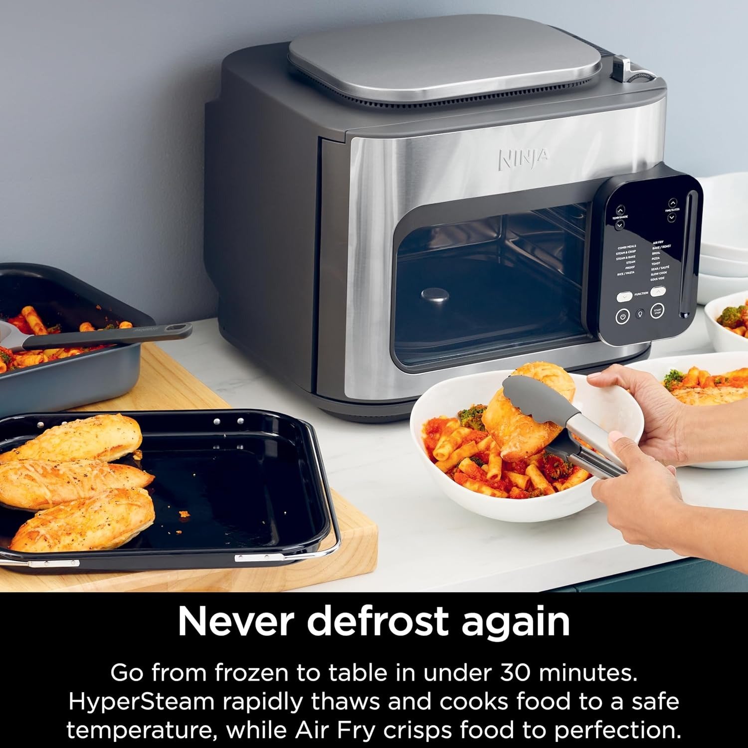 14-in-1 All-in-One Multicooker Air Fryer Oven, Combi Steam & Air Fry Tech, 15-Min Complete Meals, Family Size, Stainless Steel Grey
