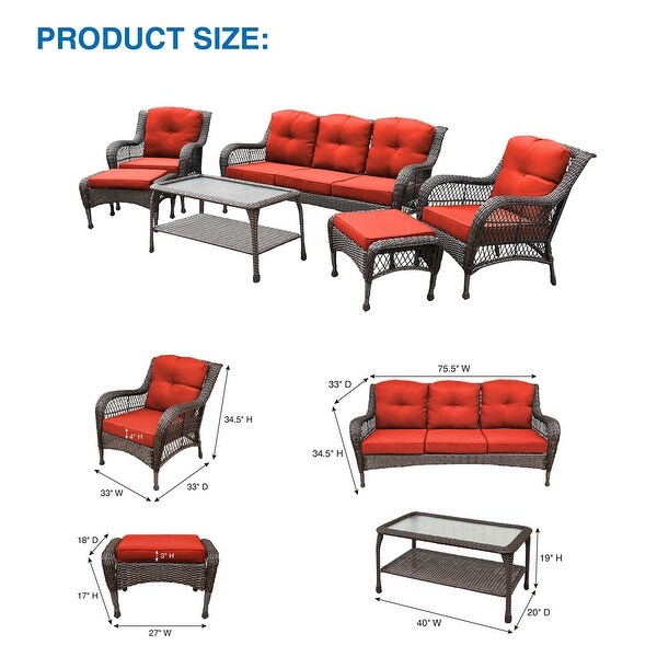6piece Resin Wicker Patio Furniture Conversation Set with High Back
