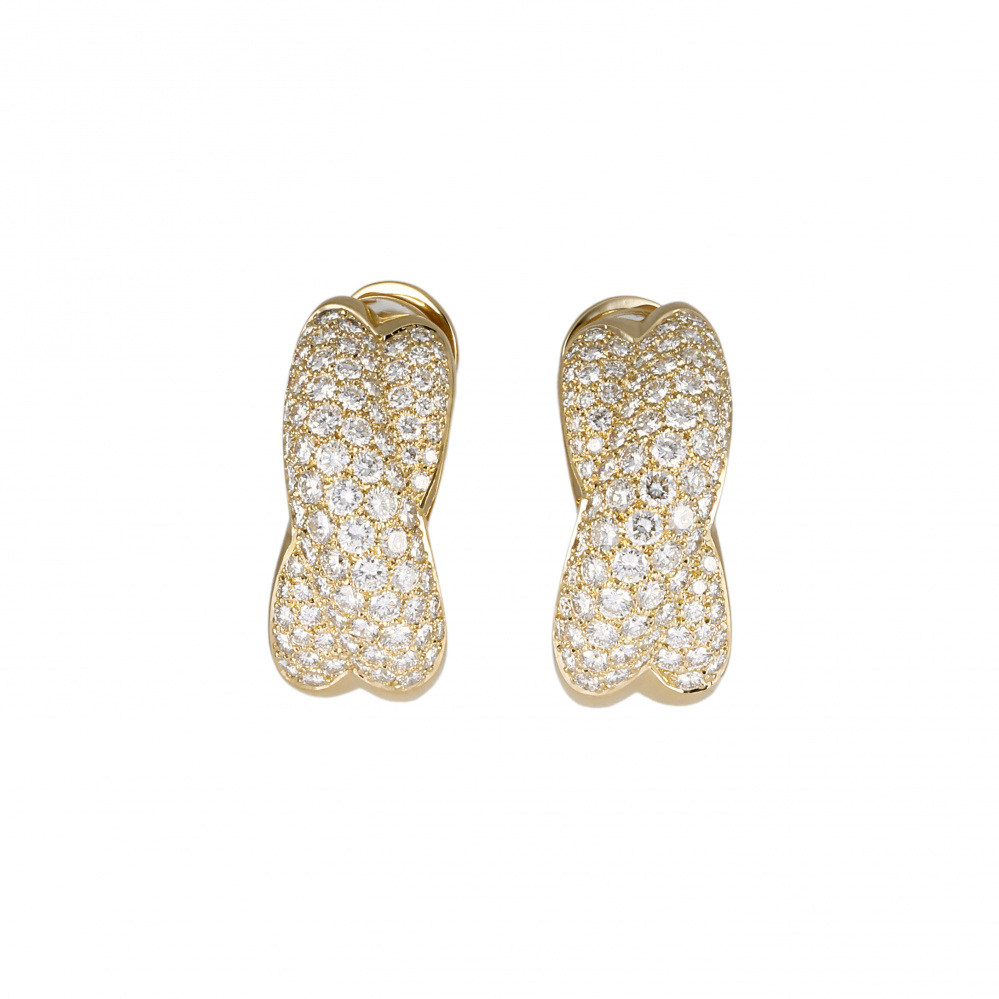 Cartier Kolysee K18YG Yellow Gold Earrings Diamond