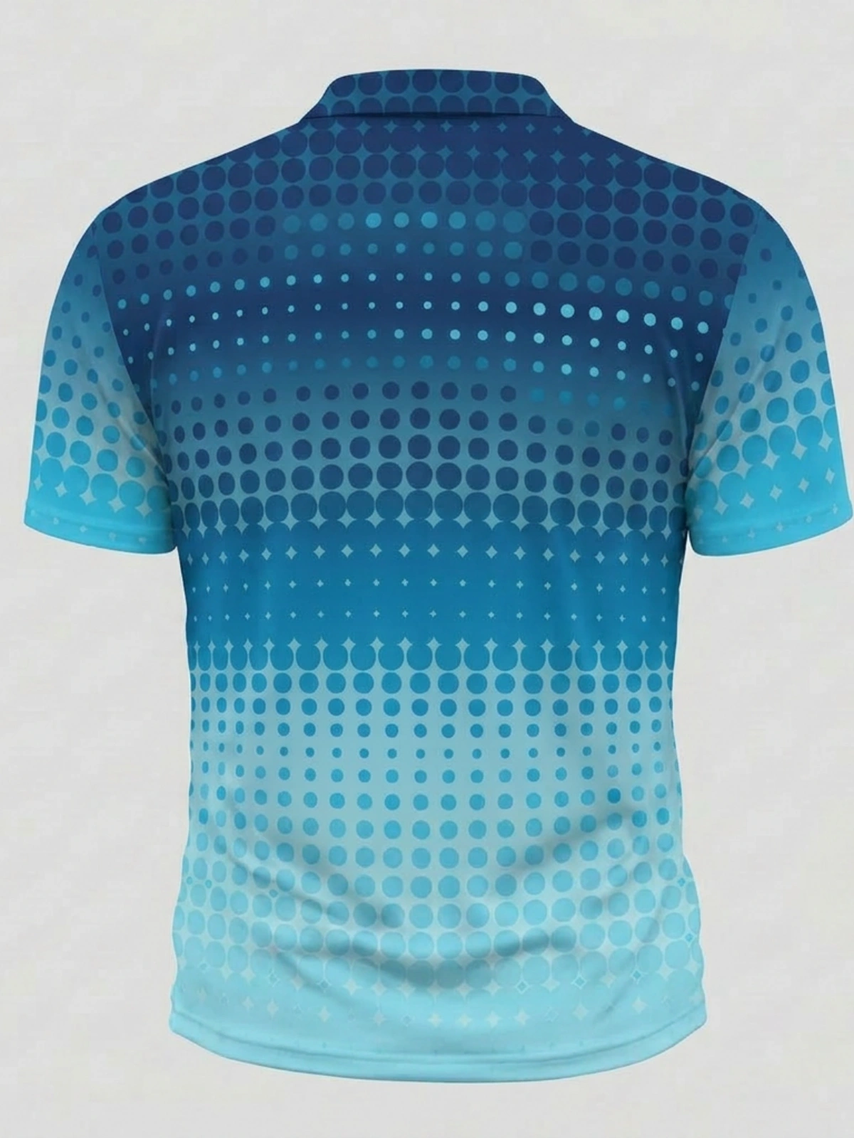 Moisture Wicking Golf Polo 3D Blue Gradient Dot Pattern Button Short Sleeve Golf Polo Shirt