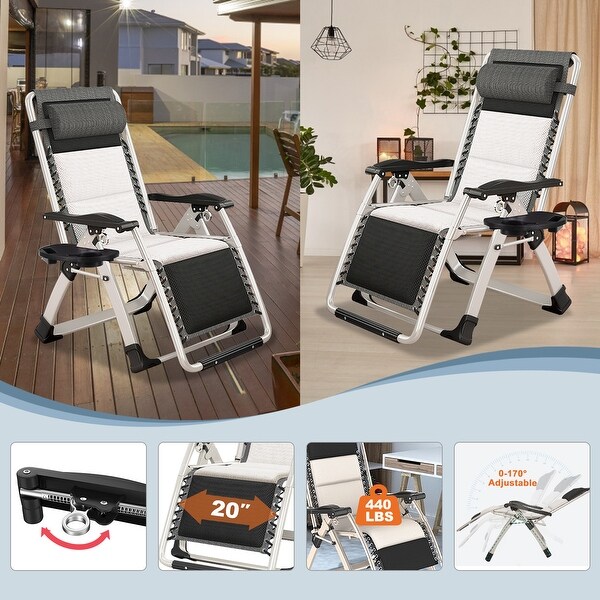 DoCred Zero Gravity Chair,Folding Lawn Chaise Recliner Lounge Chair