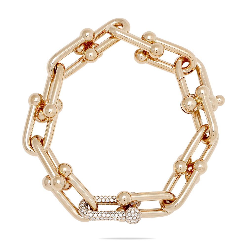 Tiffany & Co. Hardware Link Bracelet 18K Rose Gold Diamond