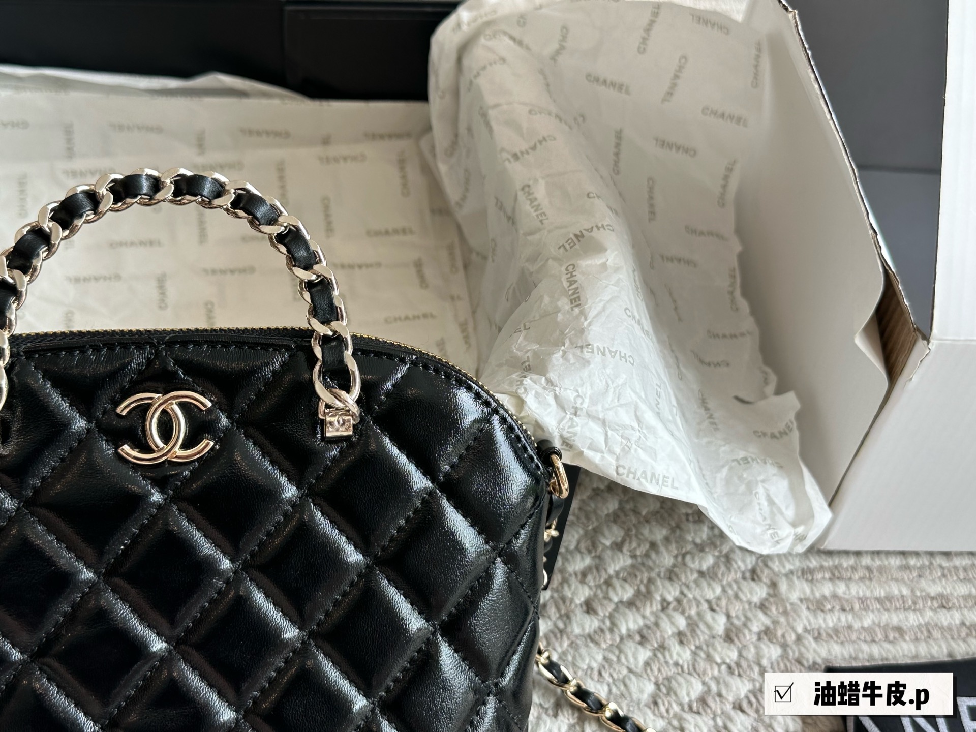 Chanel waxed cowhide shell bag - cnluxepick