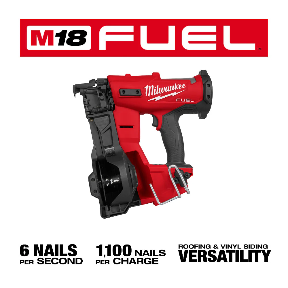 2026 Milwaukee 2909-20 M18 FUEL 18V Cordless Li-Ion Coil Roofing Nailer - Bare Tool