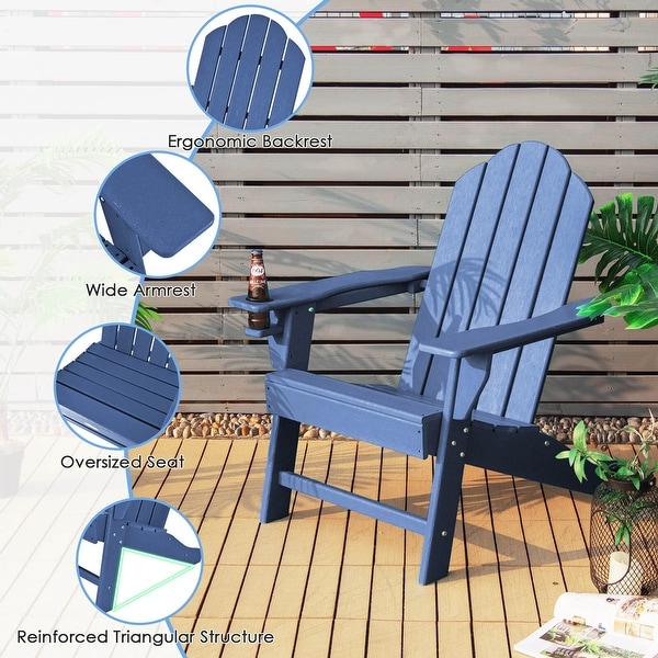 Costway Patio Adirondack Chair Weather Resistant Garden Deck W/Cup