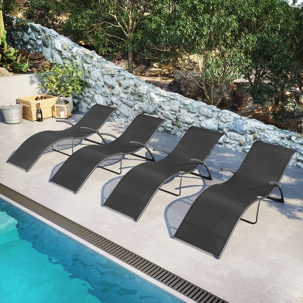 Pellebant Outdoor Patio Folding Chaise Lounge Chairs (Set of 4)