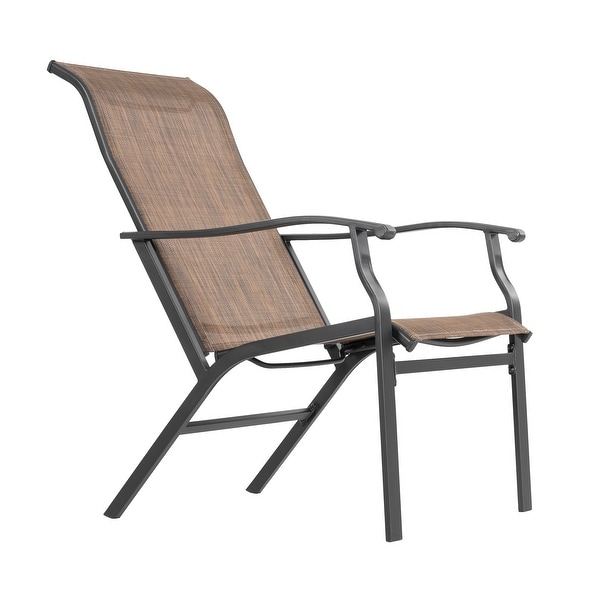 Nuu Garden Patio AllWeather Textilene Lounge Chair with Ottoman,Brown