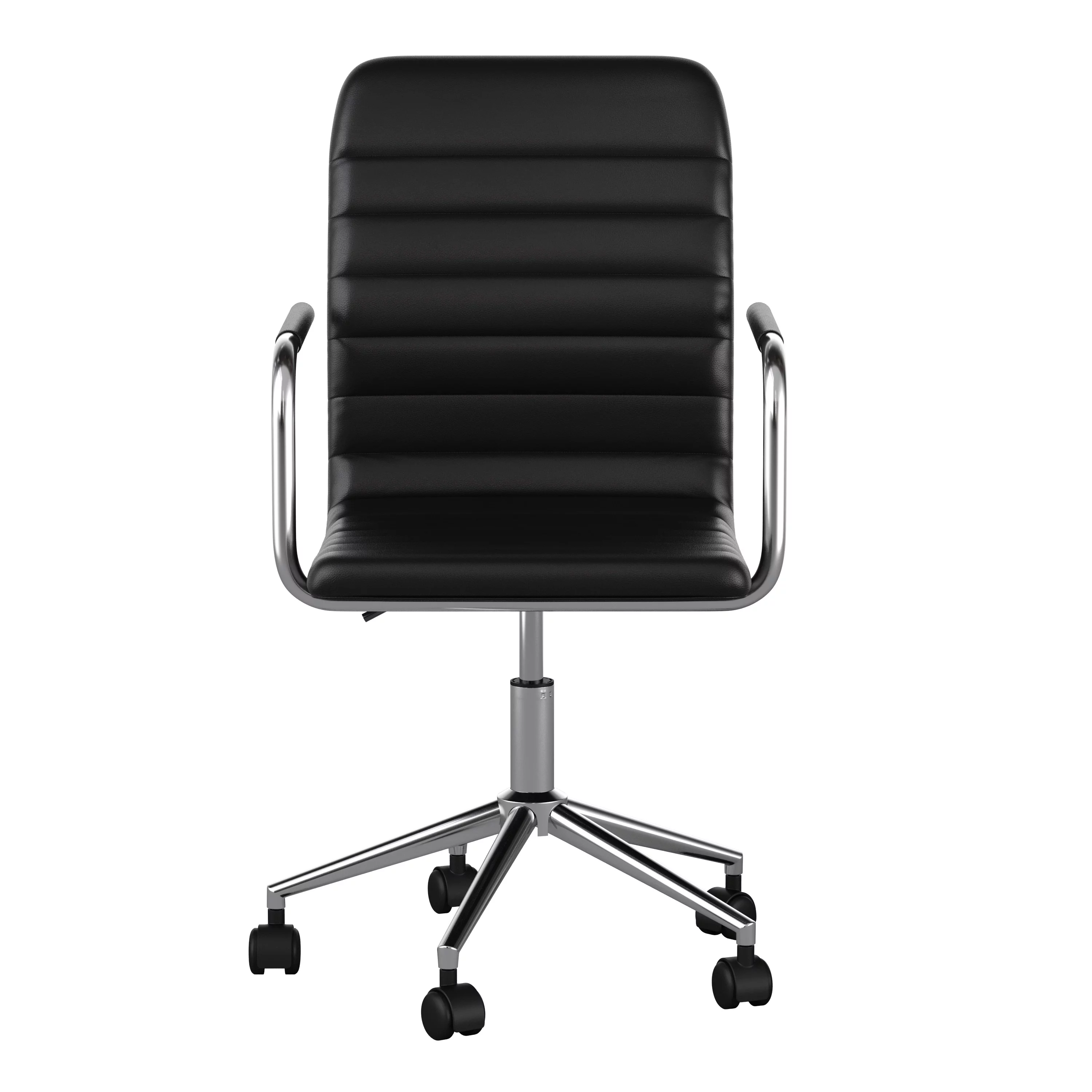 Martha Stewart Taytum Upholstered Office Chair in Black/Polished Nickel